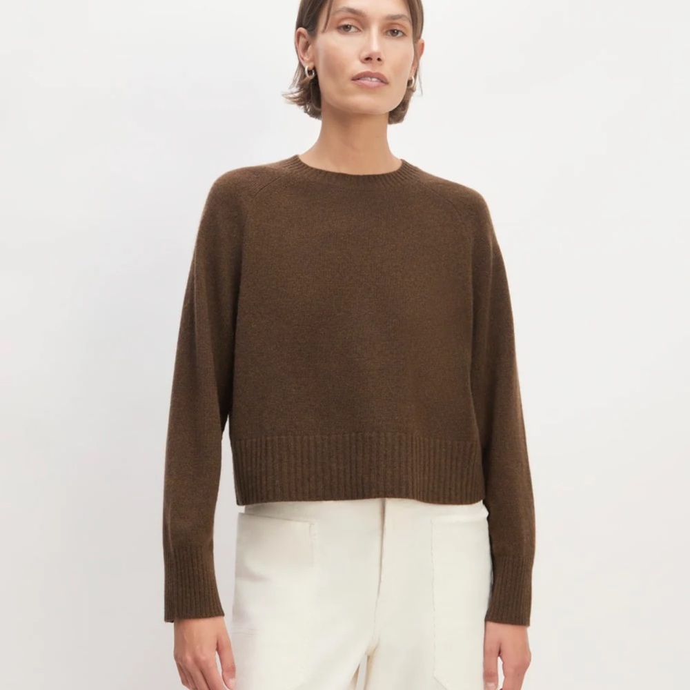 Everlane Boxy Crew in Cashmere - Heather Cocoa